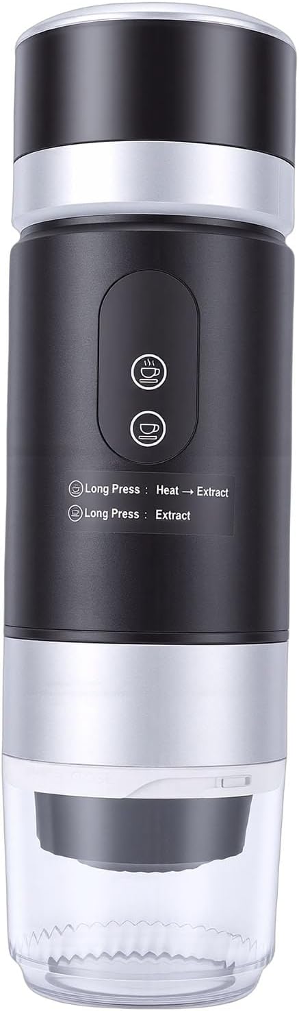 Portable Coffee Machine with 2 Rechargeable Batteries 20 Bar USBC Coffee Maker for Camping &amp Travel Capsule Compatible Battery Operated Handheld Maker Black