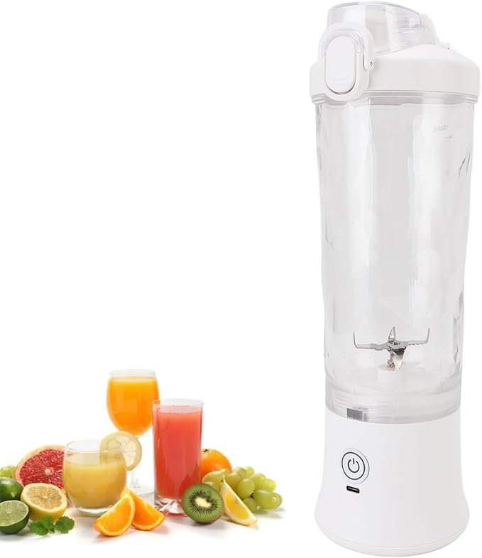Portable Blender Personal Blender for Shakes and Smoothies 4000mAh USB Rechargeable 20Oz Juicer Cup with 6 Blades and Lid Portable Juicer for Kitchen Travel Gym