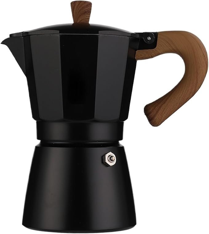 Octagonal Black Coffee Maker Double Valve Moka Pot Espresso Aluminum Alloy Stainless Steel Set(Blue300ml)