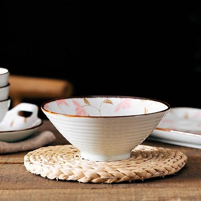 Dinnerware Set Kitchen And Dining 28-Piece Porcelain Underglaze Tableware Set Japanese Cherry Blossoms Ceramic Dishes Set With Bowls Plates Service For 8 Great Gift F
