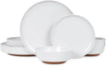 Webbylee 12-Piece Melamine Dinnerware Set for 4 – Unbreakable Plates &amp Bowls BPA-Free Lightweight Two-Tone White &amp Brown Ideal for Family Meals Camping Picnic Parties