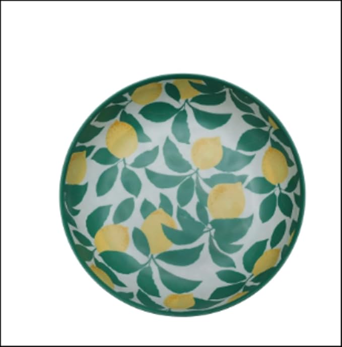 Bamboo Melamine Dinnerware Set 12-Piece – Lemon &amp Green