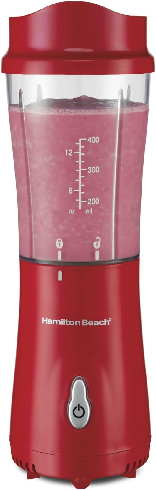 Hamilton Beach Personal Blender with 14oz Travel Cup and Lid Black (51101AV) &amp Hamilton Beach Personal Blender for Shakes and Smoothies with 14oz Travel Cup and Lid Red (51101RV)
