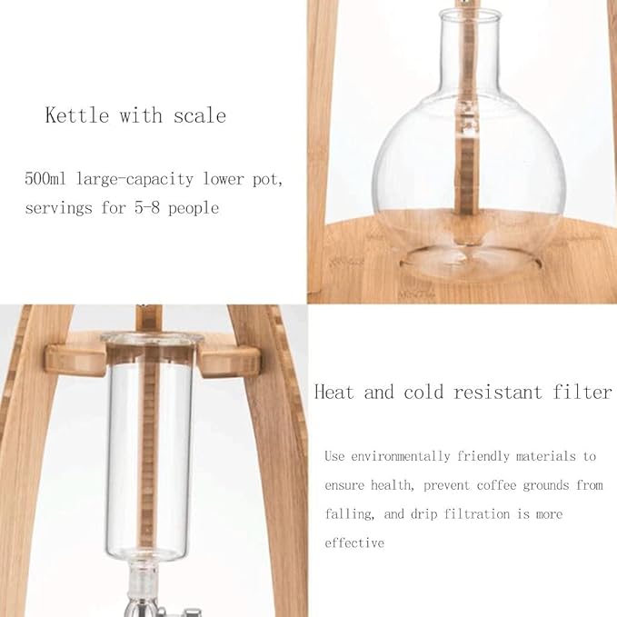 Beverage Equipment Durable Cold Brew Coffee Maker 500ML/16.9oz Iced Drip Coffee Maker Multifunctional Iced Coffee Maker with Reusable Filter Siphon Coffee Maker