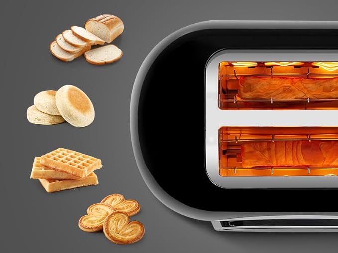 Roter Mond 2 Slice Toaster Smart Touch Screen Retro Stainless Steel Bread Toaster with Digital Timer Sleep Mode Bagel Cancel and Defrost Functions 6 Bread Types and Shade Settings Black