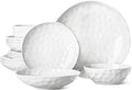 Large Dinnerware Set 16 Piece Service for 4 Plates and Bowls Sets for Dessert Salad and Pasta