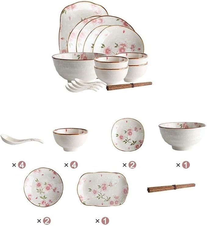Porcelain Dinnerware Sets Plates and Bowls Sets Durable Kitchen Dinnerware Set BPA-Free Dishwasher Safe Plates and Bowls Set for Picnic RV Use