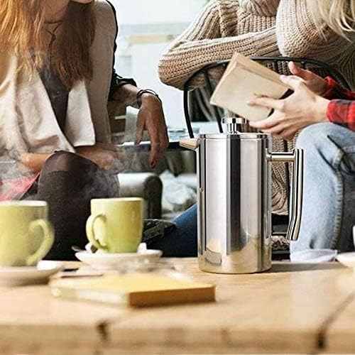 Stainless Steel Coffee &amp Tea Maker Makes 8 Cups - Portable Thermal Coffee Makers For Home Camping Traveling(1L)