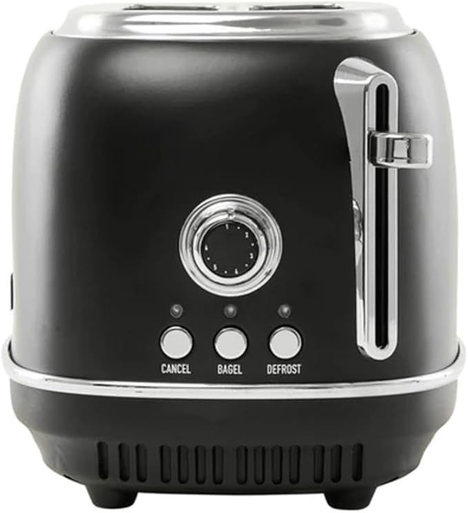 Haden Heritage 2 Slice Wide Slot Stainless Steel Toaster with Adjustable Browning Control &amp Non-Slip Feet Black &amp Chrome
