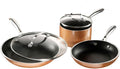 Copper Cast 5 Piece Cookware Pots and Pan Set with Triple Coated Nonstick Copper Surface Aluminum Composition for Even Heating5 PcOne