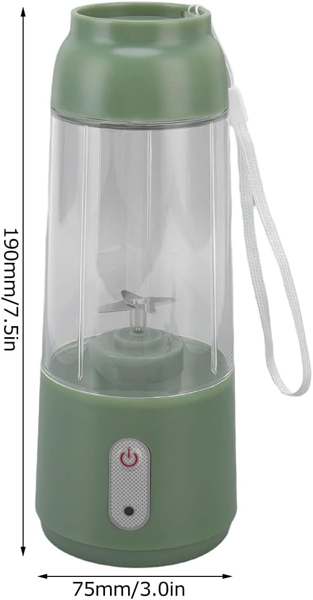 300ML Cup Blender Portable Blender Cup USB Charging Wireless Electric Blender Mini Personal Blender with Stainless Steel Blad for Mixing for Travel(Green)
