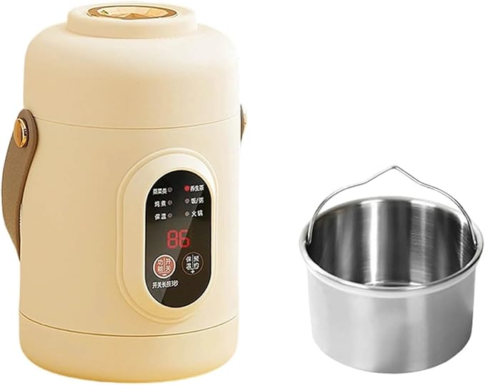 Mini Electric Pot 500W Stainless Steel Electric Cooker Portable Ramen Cooker Small Cooking Pot for Dorm Office Travel Rapid Noodles Cooker Stainless Steel Pot (Beige)