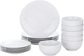 VEWEET Dinner Service 18-Piece Porcelain Tableware Set Basic Series with 6 Cereal Bowls Dessert Plates and Flat Plates for 6 People
