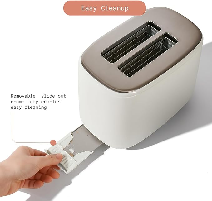 Bayfalcon 2 Slice Toaster with Touch-Activated Display White Icing Finish Wide Slots Bagel &amp Reheat Settings Adjustable Browning Removable Crumb Tray