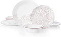 Corelle Leaf Stitch 12-Piece Dinnerware Set Service for 4 red