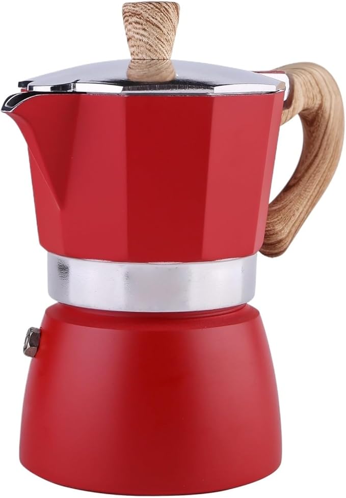 Octagonal Black Coffee Maker Double Valve Moka Pot Espresso Aluminum Alloy Stainless Steel Set(Blue300ml)