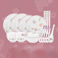 Modern Dinnerware Set Ceramic Plate And Bowl Set Serves 4-10 Purple Floral Dinnerware Set Dinner Salad Dessert Plate And Cereal Bowl SetA