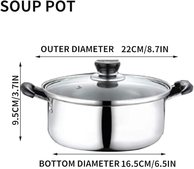 3pcs Stainless Steel Cookware Set Soup Pot Milk Pan with Glass Lid Frying Pan Kitchen Cooking Tool