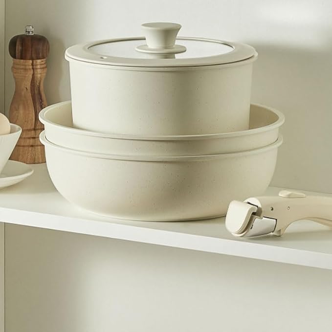 Medical Stone Non Stick Pan Complete Cookware Set with Removable Handles