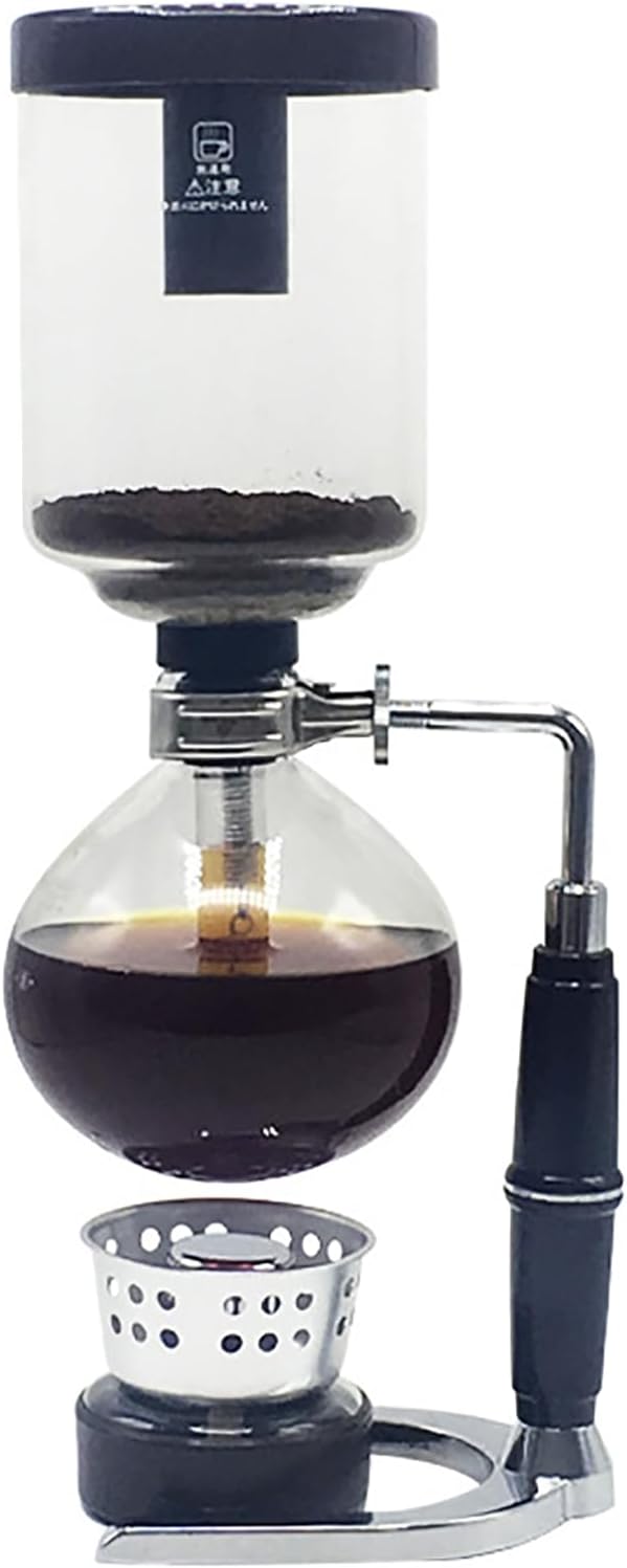 Siphon Coffee Maker Glass Siphon Vacuum Coffee Maker with Metal Base 3-5 Cup Vacuum Glass Siphon Pot Percolators Heat Resistant Glass and Long Service Life for Office Home Cafe