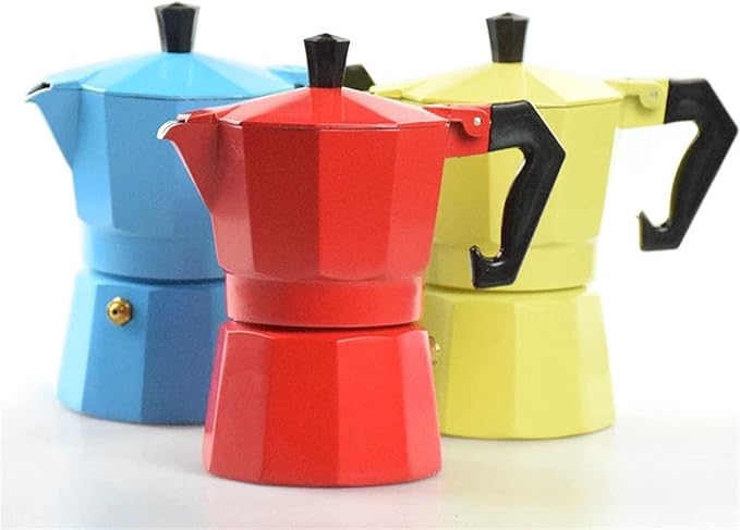 Red Percolator Coffee Pot 1-3 Cups Espresso Coffee Maker (120ML Stainless Steel Contemporary Style)