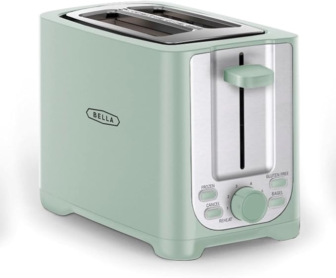 BELLA 2 Slice Toaster with Auto Shut Off - Extra Wide Slots &amp Removable Crumb Tray and Cancel &amp Electric Can Opener and Knife Sharpener Multifunctional Jar and Bottle Opener
