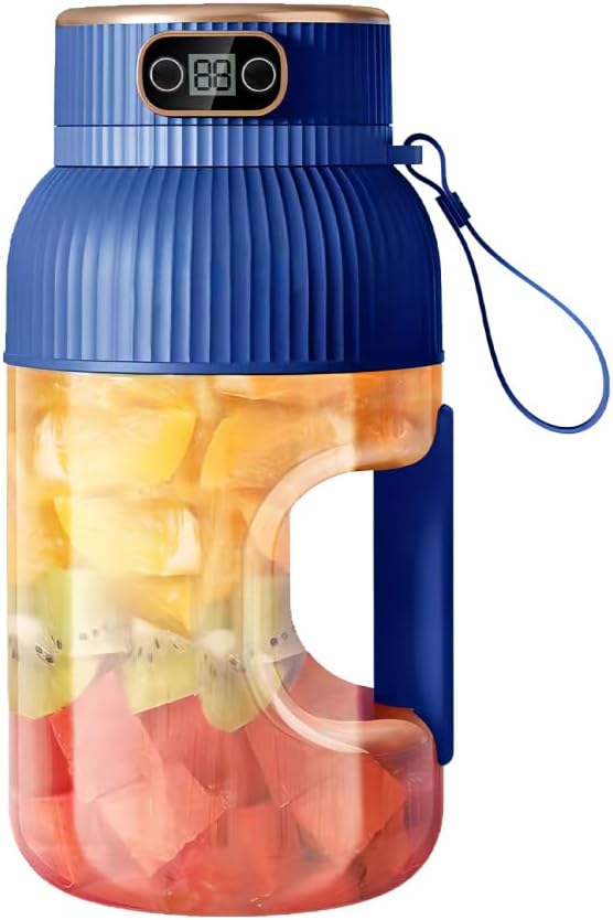 Portable Juicer Cup 1.2L Small Juice Blender USB Rechargeable Blender Cup with Digital Display for Juice Shakes Smoothies