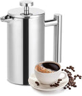 Topyond Stainless Steel French Press Coffee Maker 350ml Thermal Insulated Double Deck Plastic NO for Camping Home and Travel