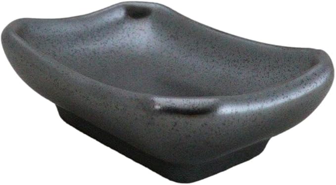 Ebros Gift Iron Black Clay Underglaze Technique Tetsu Kesho Porcelain Dinnerware Kitchen Set Asian Japanese Restaurant Supply (Pack Of 6 Rectangle Condiment Sauce Dishes 2oz)