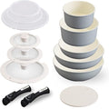 IrisCeramic Color Bread IH corresponding Kitchen Chef [5] Gray 13-Piece Set (IH Compatible) Frying pan take a Handle CC-SE13N
