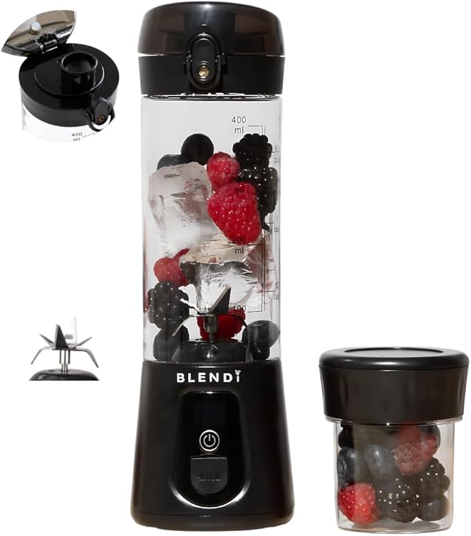 BLENDi Pro+ Portable Blender (17.5oz Black) – Upgraded Ice Crushing 120W Motor USB-C Rechargeable Cordless Personal Blender Smoothies &amp Shakes – BPA-Free ravel-Friendly (NEW)
