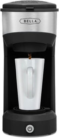 BELLA Dual Brew Single Serve Coffee Maker Brews both Kcup and Ground Coffee Large 14oz Capacity Easy One Touch Auto Shutoff Black