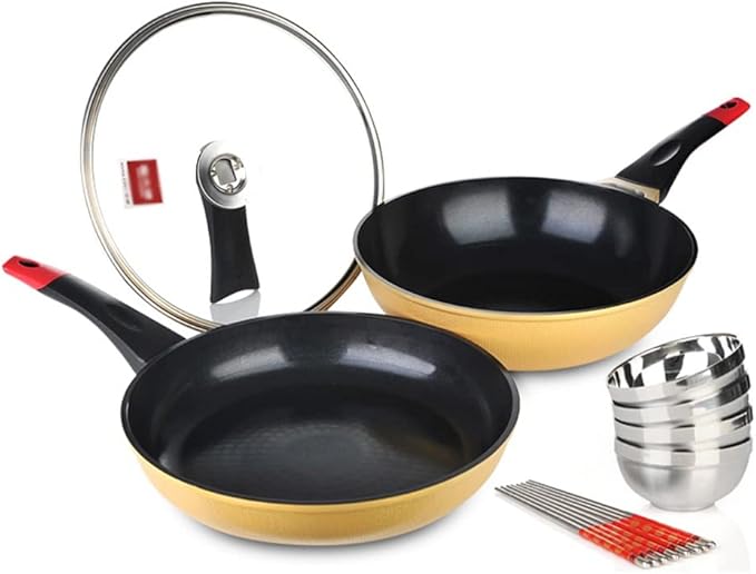 JSEIAJB Ceramic Non-Stick Cookware Set Pot Utensils Fume-Free Cookware Set Combination Kitchen Cooking Pot Utensils