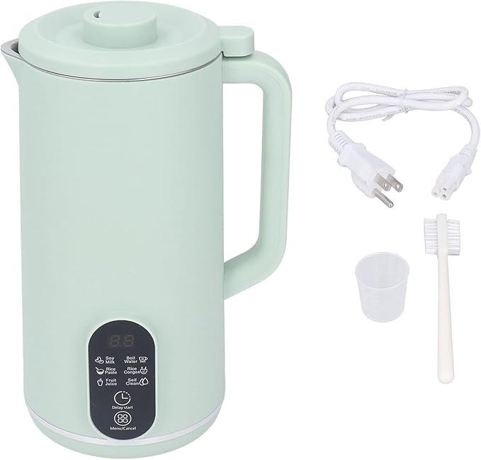 Soy Milk Maker Multi Functional Juicer Machines Kitchen Blender with Adjustable Cooking Temperature Keep Warm Delay Start Self (Green US Plug 110V)