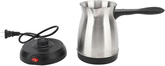Electric Turkish Coffee Maker 0.6L Stainless Steel Arabic Greek Turkish Coffee Pot with Removable &amp Anti Scald Handle Fast Brewing Coffee Maker Kettle for Coffee Tea Milk