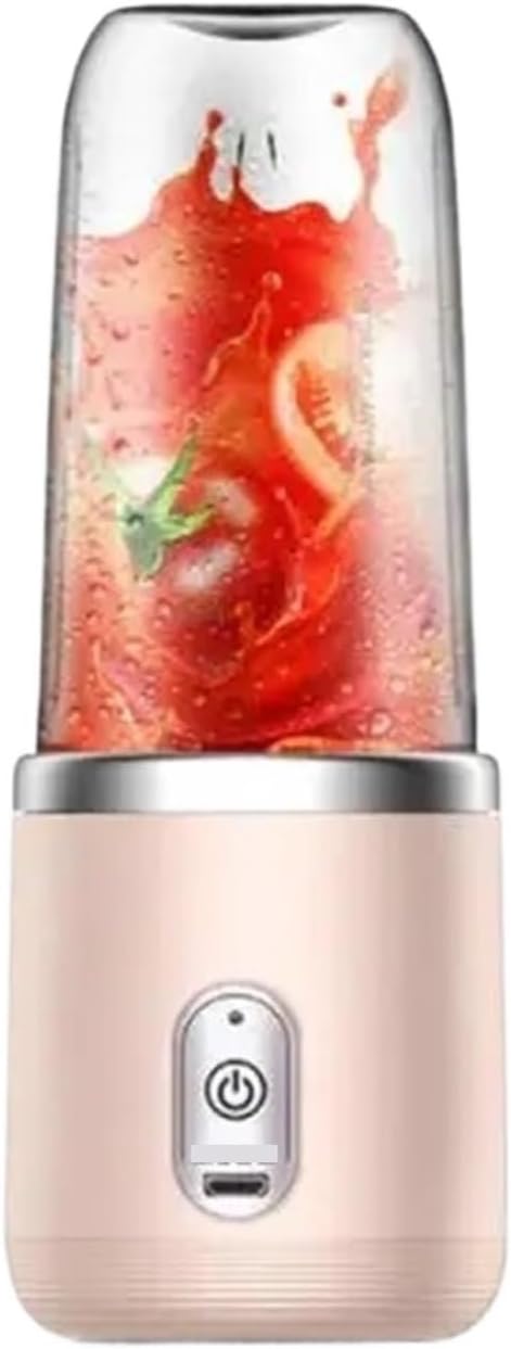 6 Blades Electric Juicer Cup 2 Cups Compatible For Travel Portable Mixer Usb Charge Fresh Fruit Juice Personal Blender Smoothie(Pink with 2 Cups)