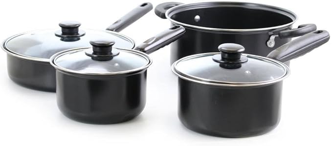 For 7-Piece Aluminum Nonstick Cookware Set in Black