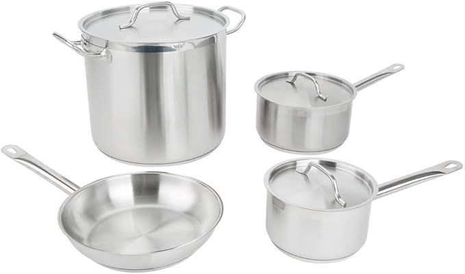 7-Piece Stainless Steel Induction Ready Cookware Set with Stock Pot Perfect for restaurant home kitchen commercial.
