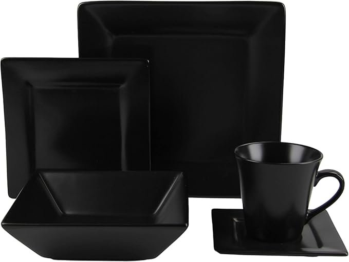 10 Strawberry Street Nova Square 30 pc Dinnerware Set Matte Black