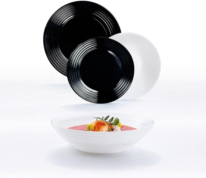 Luminarc 18-Piece Crockery Set Black and White piezas