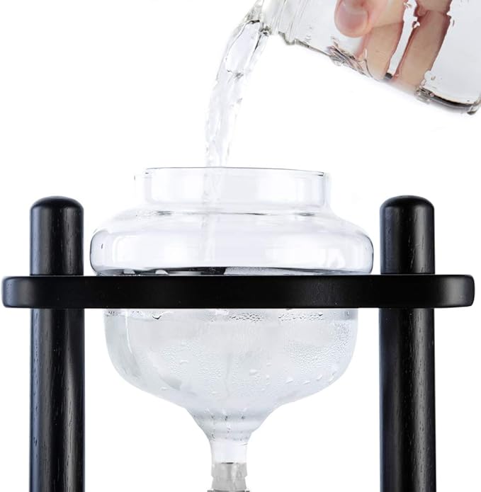 Yama Cold Brew Maker I Ice Coffee Machine With Slow Drip Technology I Makes 6-8 cups (32oz) Large Capacity Cold Brew Coffee Tower Black Wood Straight Frame