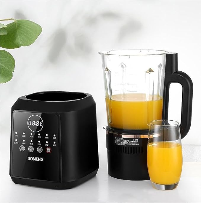DOMENG Heating Blender Multi-Function Automatic Soy Milk Maker with Digital Display Wall Breaking Blender for Soups and Smoothies Black