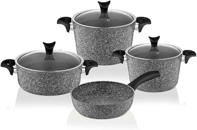 Cookware Set Black Pan with Lid Cutlery Collection Cookware Cutlery Cookware Nonstick Kitchen Supplies