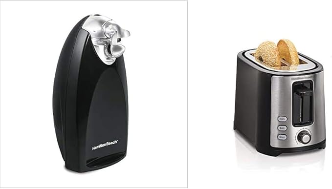 Hamilton Beach Electric Can Opener + Toaster Bundle with Auto Shutoff and Bagel Function