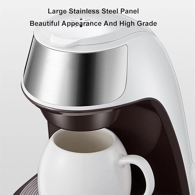 Electric Coffee Machine Automatic Dripping Home Office Multi-Function Single Cup Coffee Maker Brew Tea Coffee Powder 300ml Capacity Steam Extraction Anti-Dry Burn