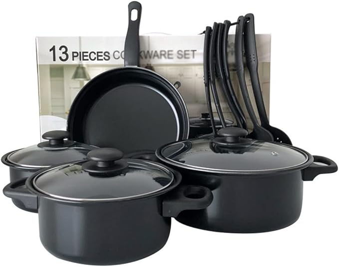 13 Piece Cookware Dishwasher Safe Aluminum Kitchen Set Frying Pan Nylon Kitchen Utensils