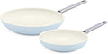 GreenPan Padova Hard Anodized Healthy Ceramic Nonstick 8 and 10 Frying Pan Skillet Set PFAS-Free Dishwasher Safe Light Blue