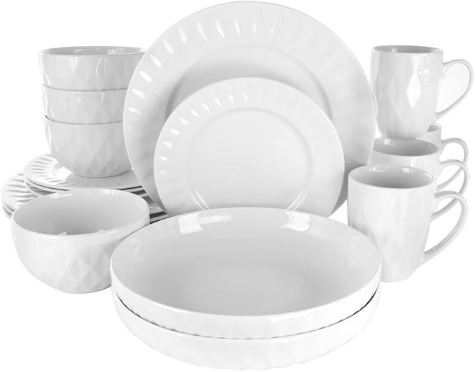 Sienna Porcelain Dinnerware Set White - 18 Piece