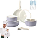 Cookware Set 5/11 Piece Utensils Cookware Set Removable Handle Pots and Pans Set Easily Clean Compatible With All Stovetops for Kitchen (Lavender11PCS)