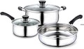 Cooking Pot Frying Pan3Pcs Stainless Steel Cookware Set Soup Pot Milk Pan with Glass Lid Frying Pan Kitchen Cooking Tool